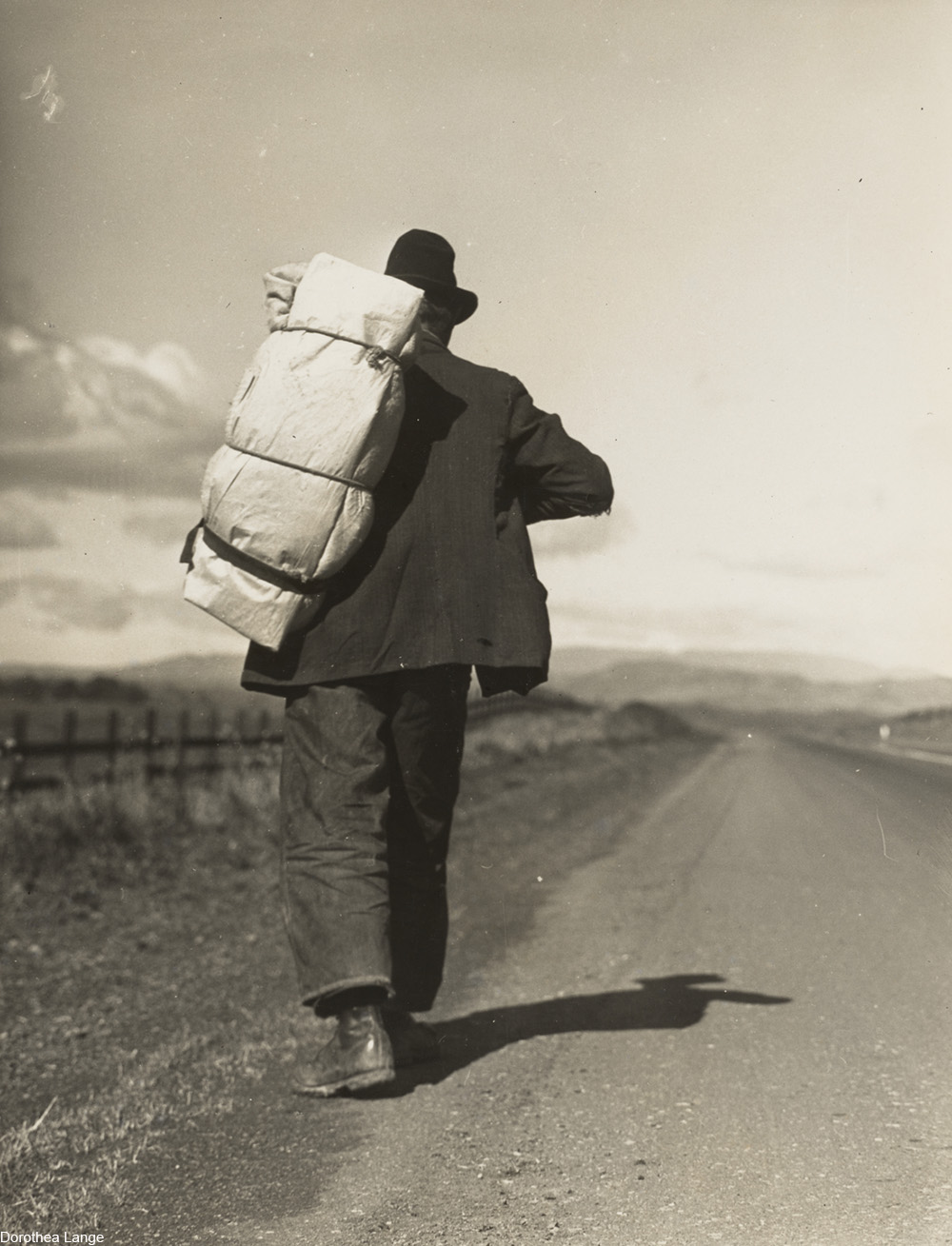 Migrant worker on California highway, 1935