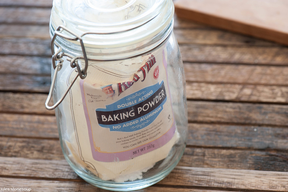baking powder in a glass jar