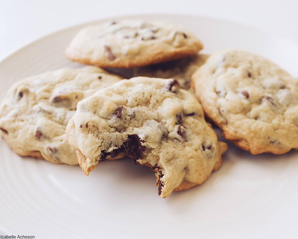plate of chocolate chip cookies