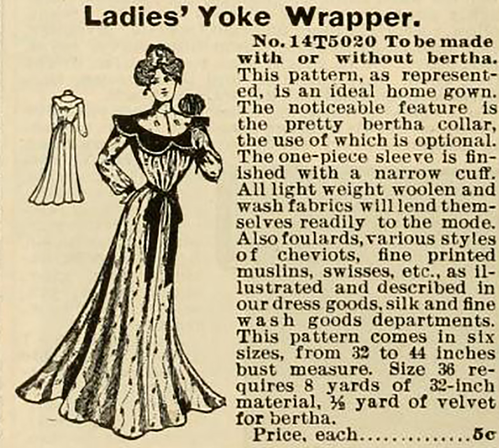 ladies housecoat pattern from circa 1905