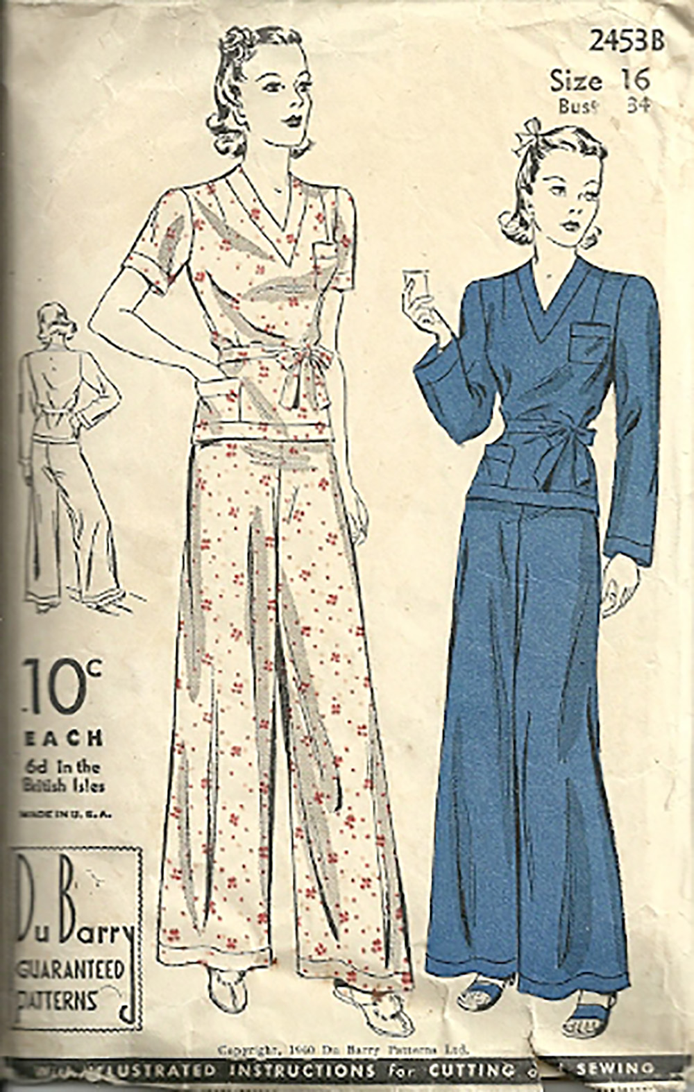 1940s ladies pajama sewing pattern