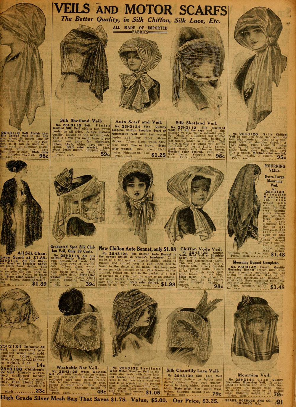 motor scarves for ladeis sold in the 1912 sears catalog