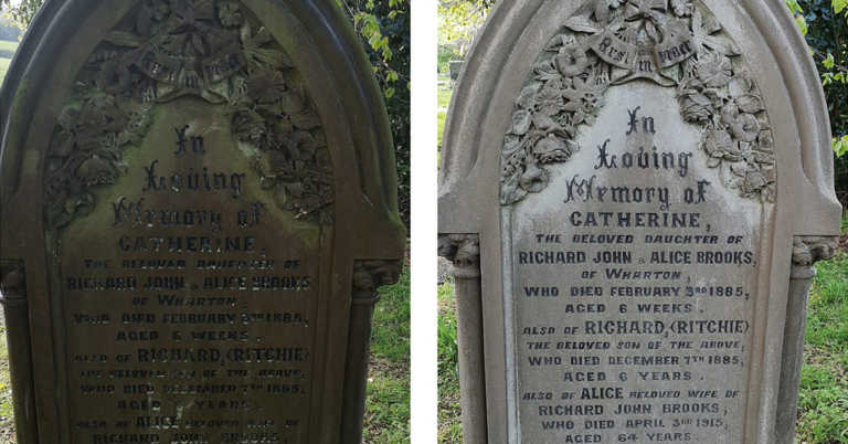 Father And Sons Spend Their Time In Quarantine Cleaning Neglected Headstones At The Local Cemetery