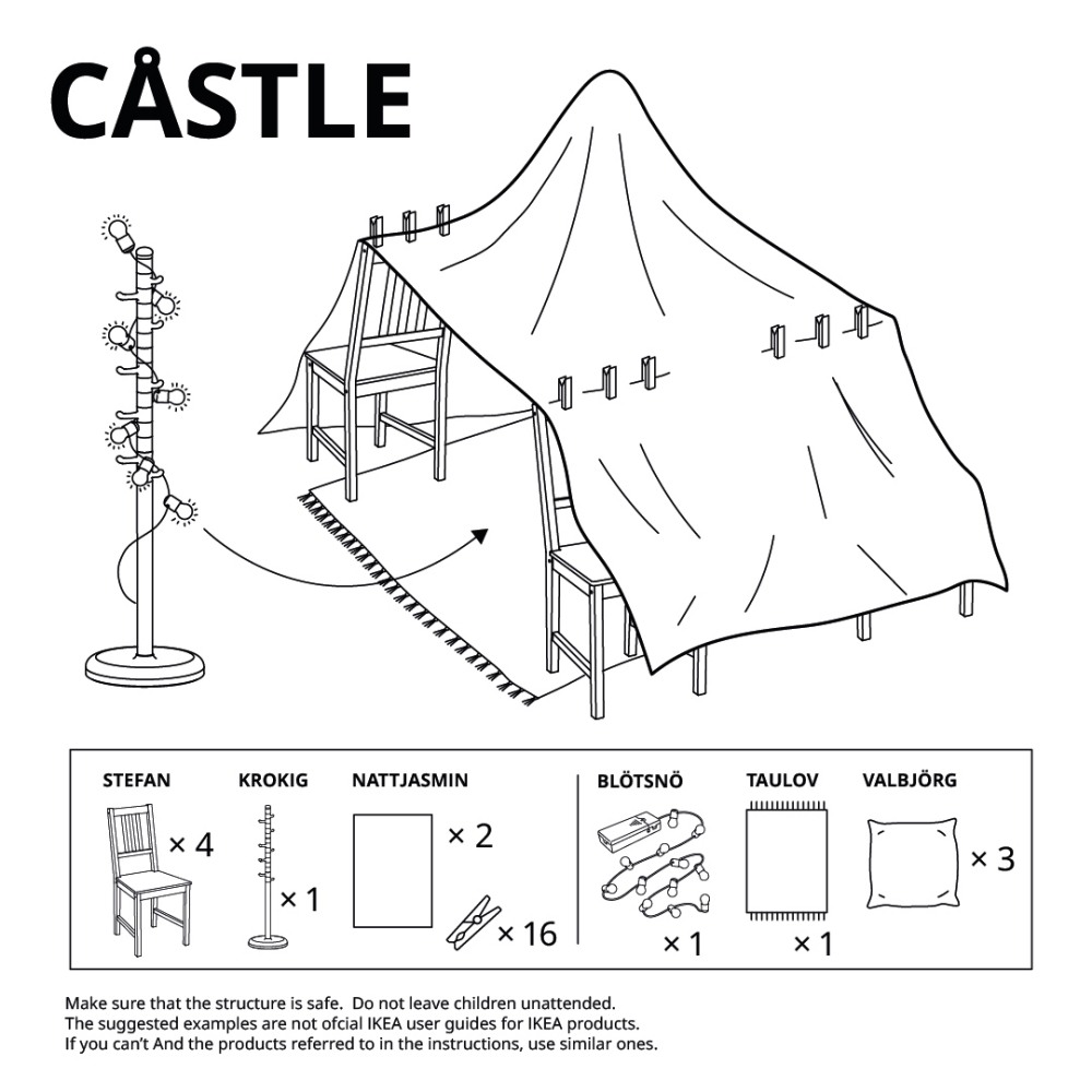 IKEA fortress blanket fort diagram