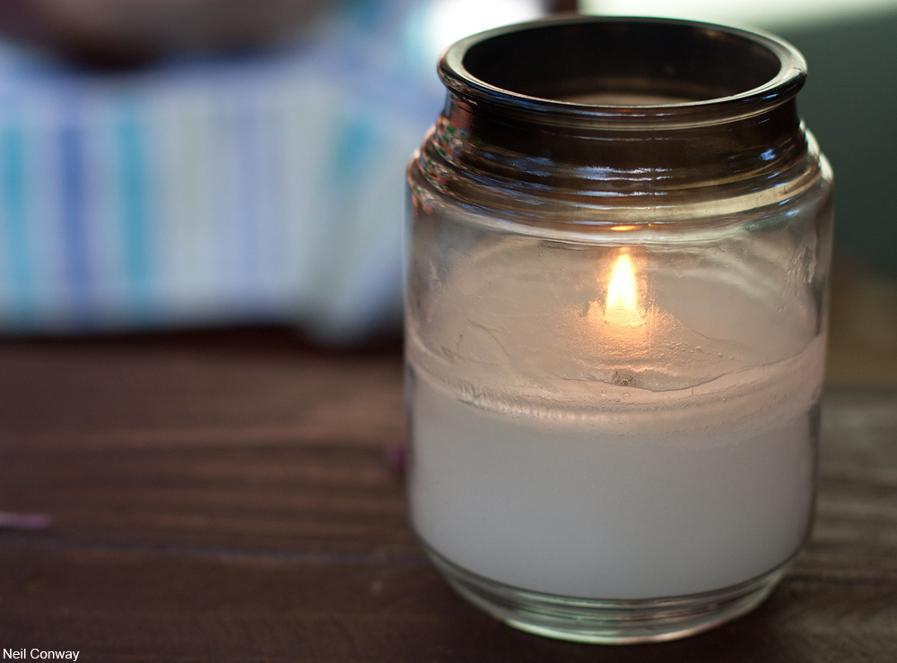 scented candle in jar
