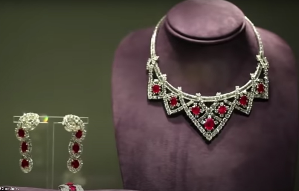 ruby and diamond necklace and earrings given to Elizabeth Taylor by Mike Todd