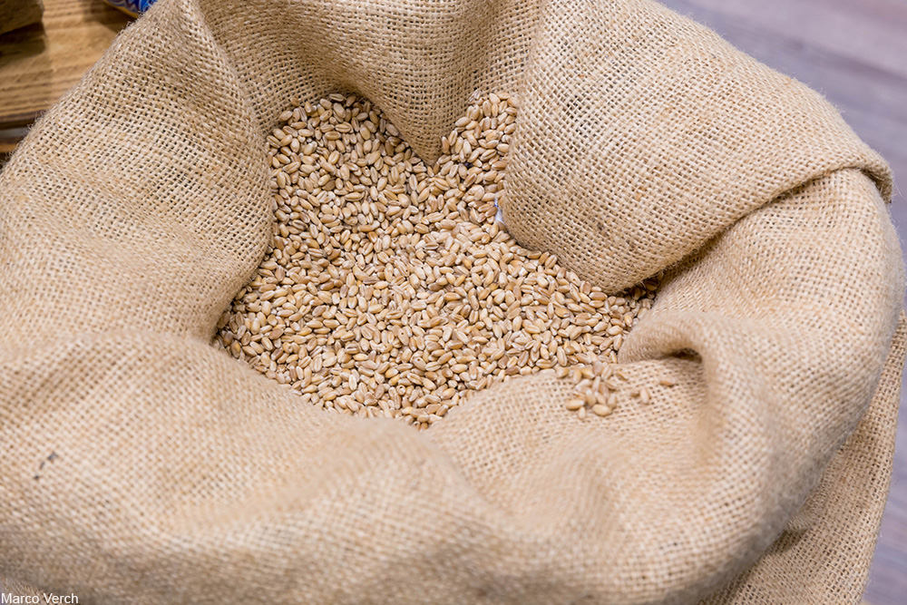 burlap sack of wheat berries