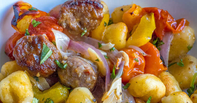 Crispy Sheet Pan Gnocchi with Veggies and Sausage