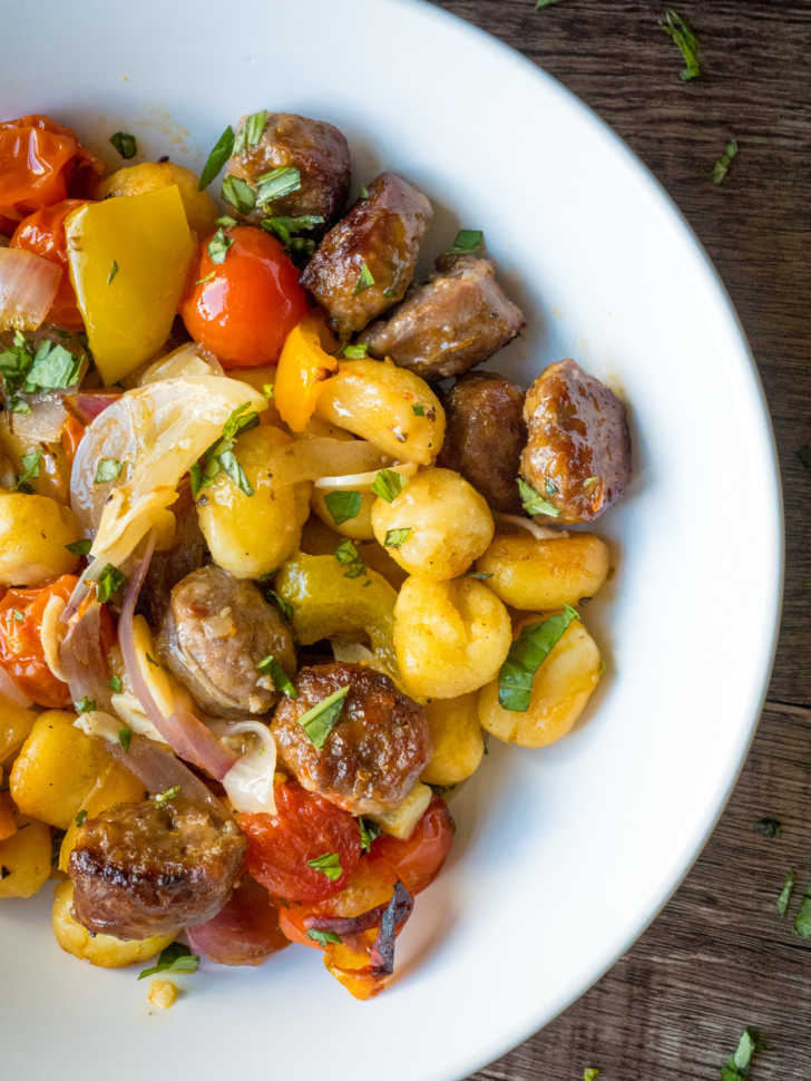 Crispy Sheet Pan Gnocchi with Veggies and Sausage | 12 Tomatoes