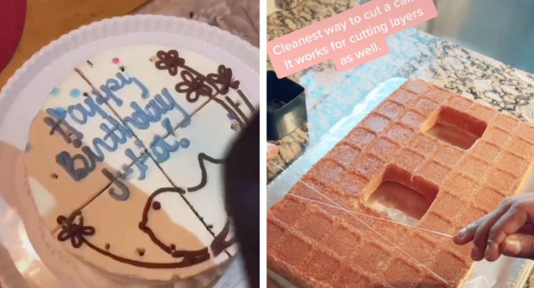 How To Cut Even Slices Of Birthday Cake Using Floss