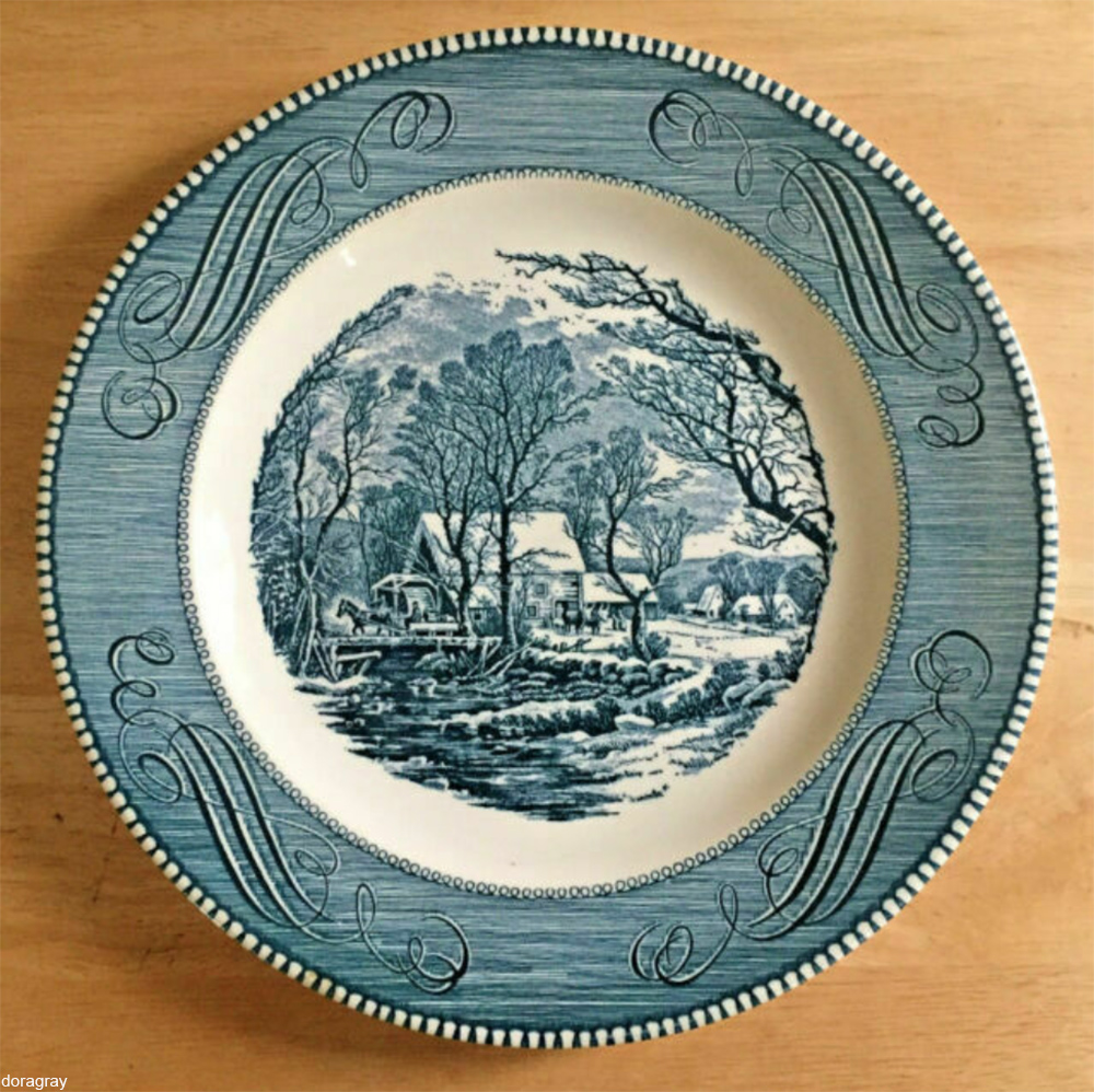 Royal China "Old Grist Mill" Currier and Ives plate