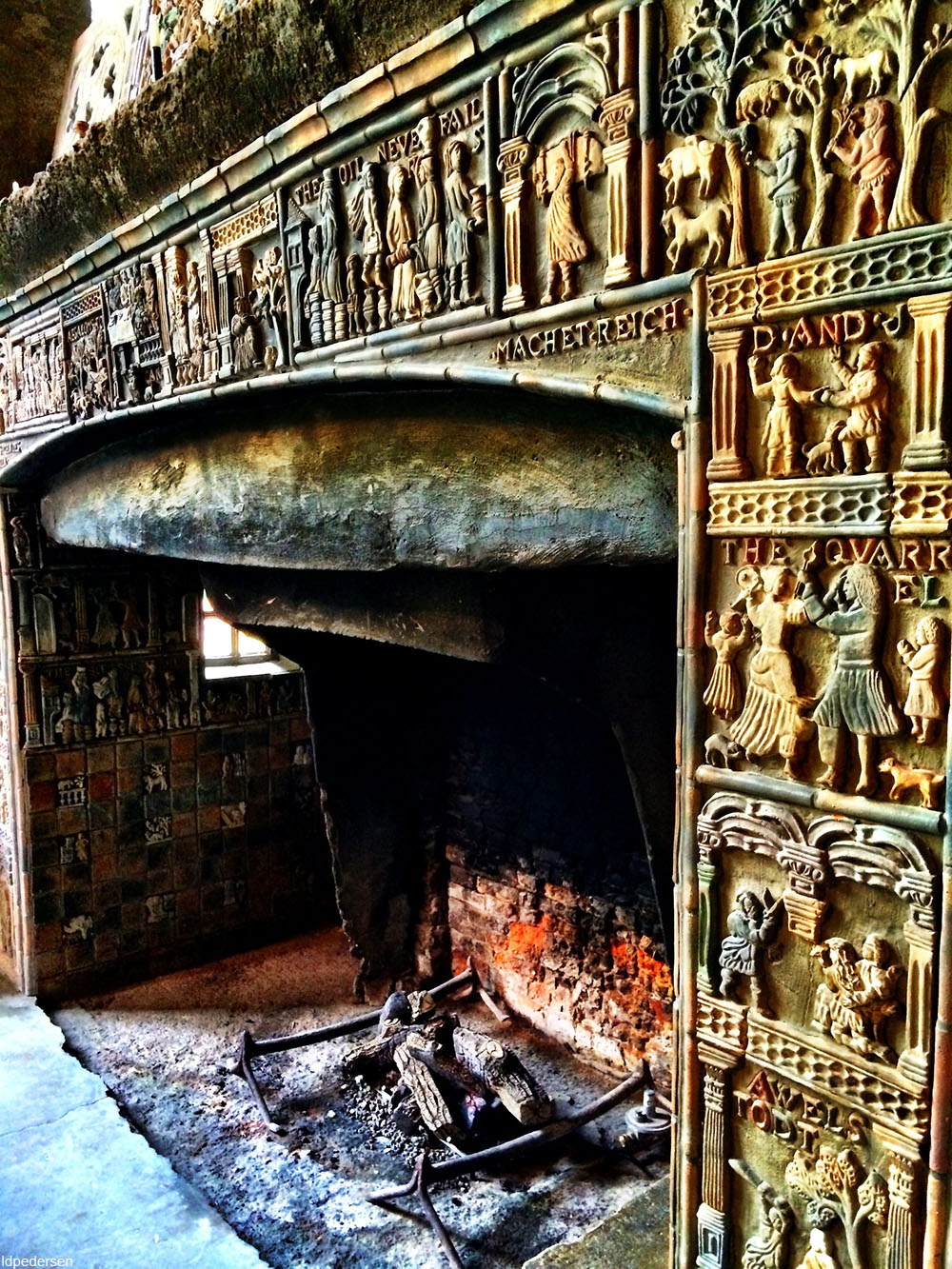 tile fireplace at Fonthill Castle