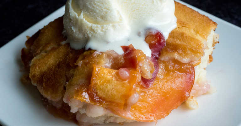 Upside-Down Peach Cobbler