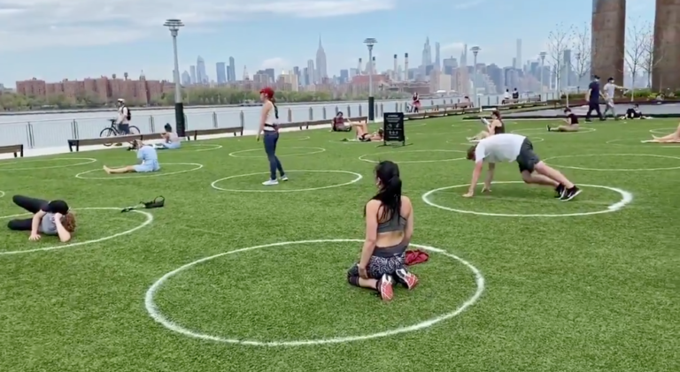 NYC Park Adds ‘Human Parking Spots’ For Social Distancing