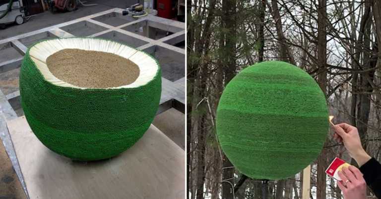 Man Glues 42,000 Matches Together And Lights It On Fire