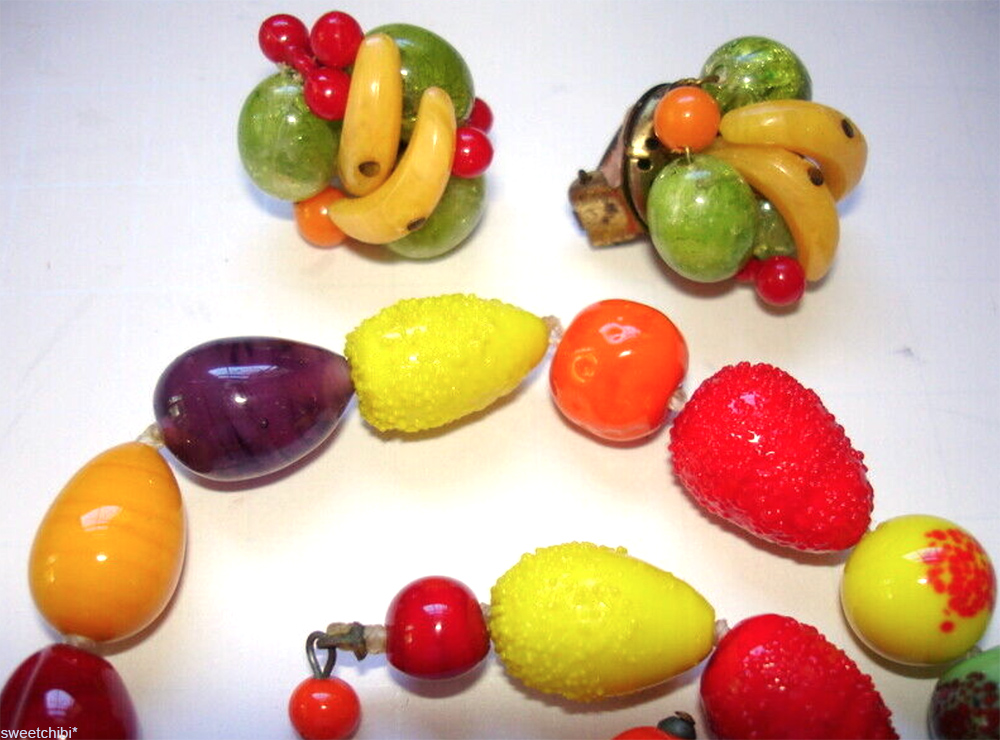 fruit salad vintage jewelry set