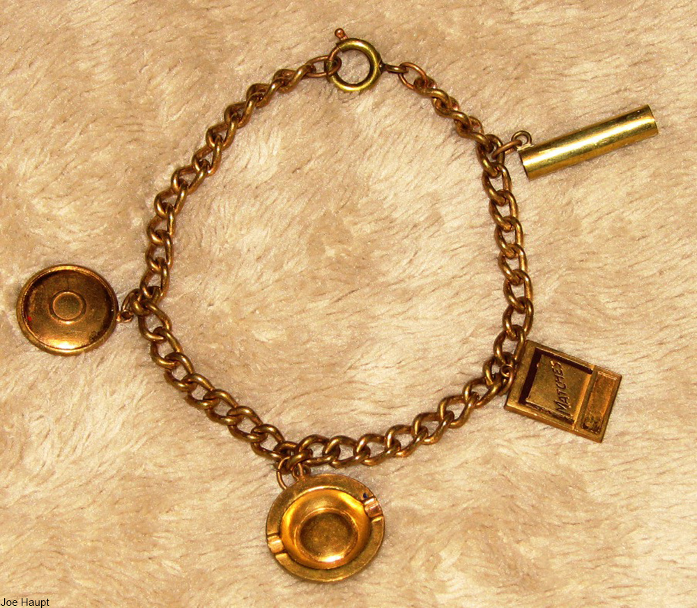 vintage "smoking" themed charm bracelet