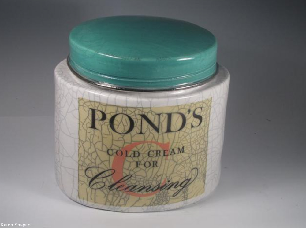 giant ceramic Pond's cold cream jar as art