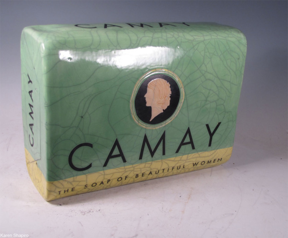 giant ceramic Camay bar as art