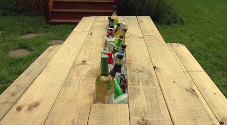 This DIY Picnic Table Can Keep All Your Drinks On Ice
