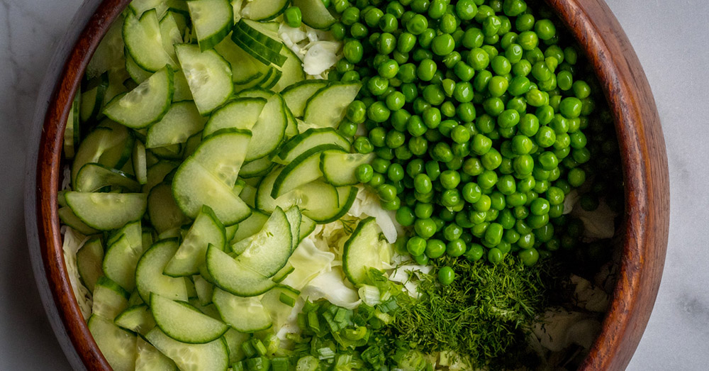 All Green No-Lettuce Salad: Cucumber Snap Pea Sesame Salad — OhCarlene