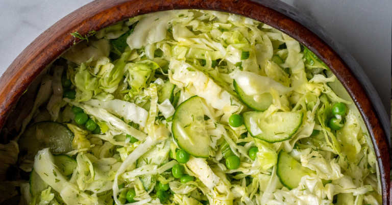 Cabbage Cucumber and Pea Salad