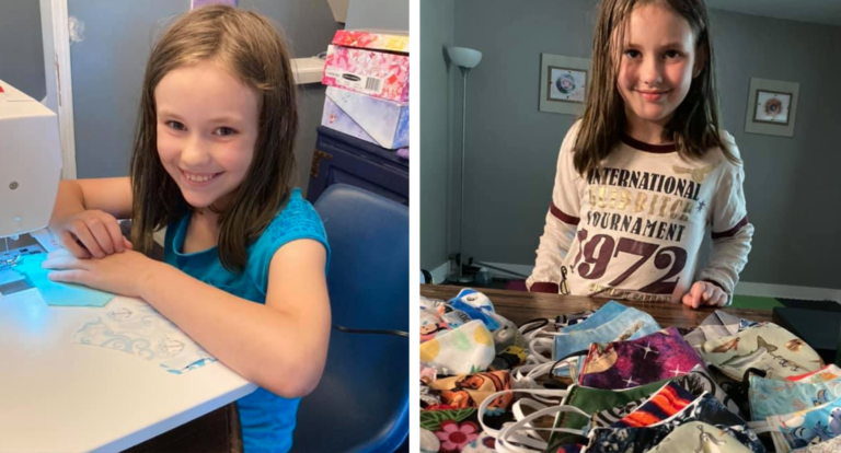 9-Year-Old Girl Donates Over 500 Masks She Sewed Herself