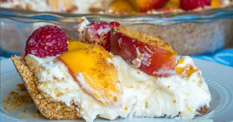 Peaches and Cream Pretzel Pie