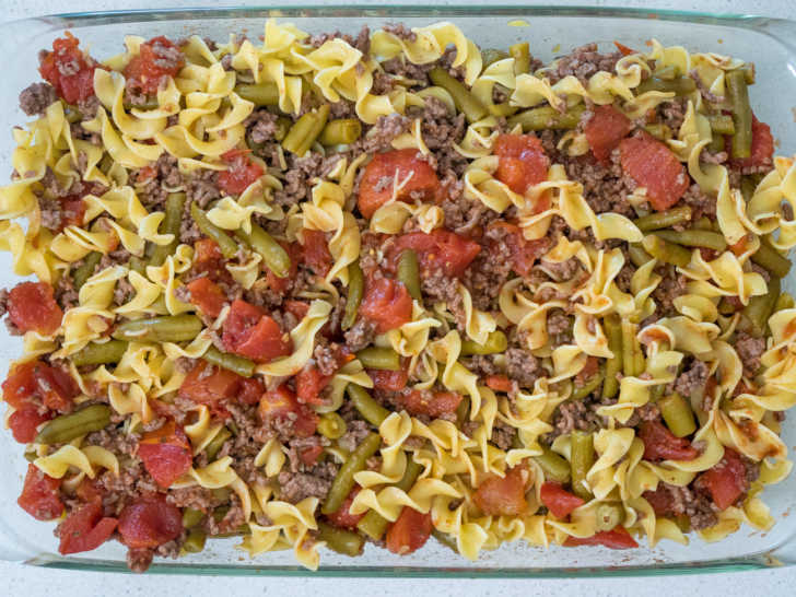 Beefy Egg Noodle Casserole Tomatoes