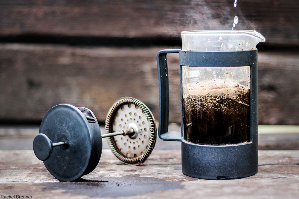 french press full of coffee