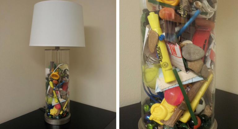 Mom Gives Son Lamp Filled With Items She Found Doing His Laundry Over The Years