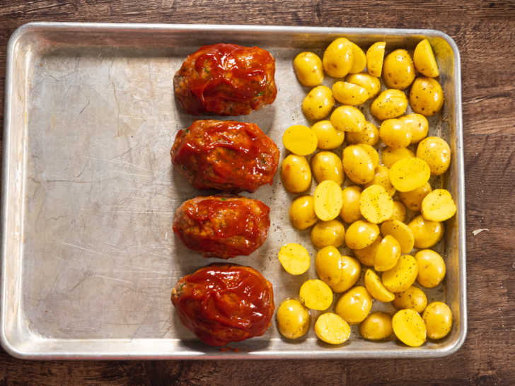 Easy Sheet Pan Meatloaf and Potatoes