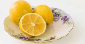 lemons on a china plate