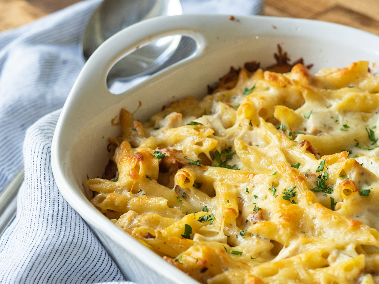 Chicken Bacon Ranch Baked Penne