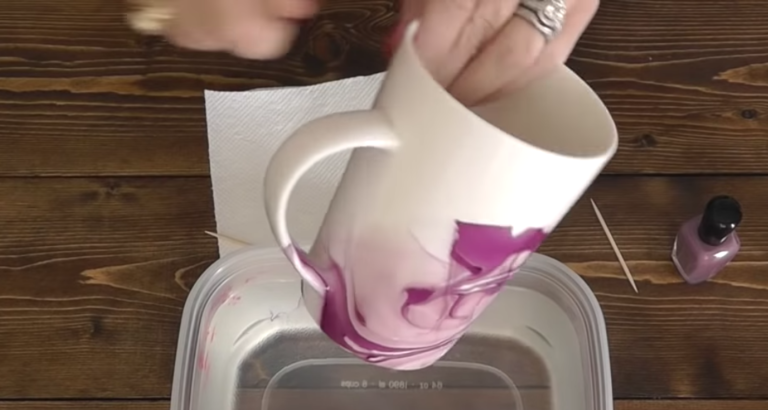 How To Make A DIY Watercolor Mug Using Nail Polish And A Toothpick
