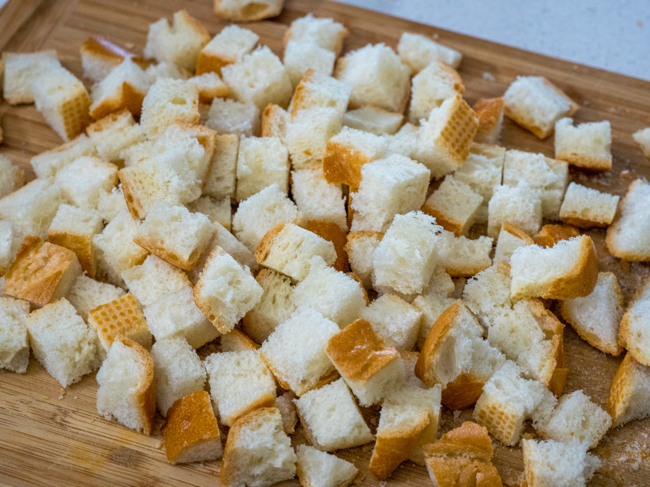 bread cubes for making Chocolate Cinnamon Bread Pudding