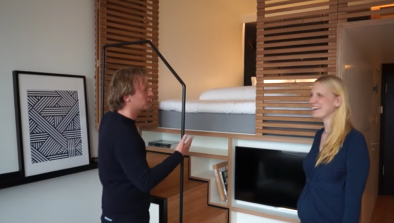 Tiny Studio Apartment Has A Hidden Pocket Staircase