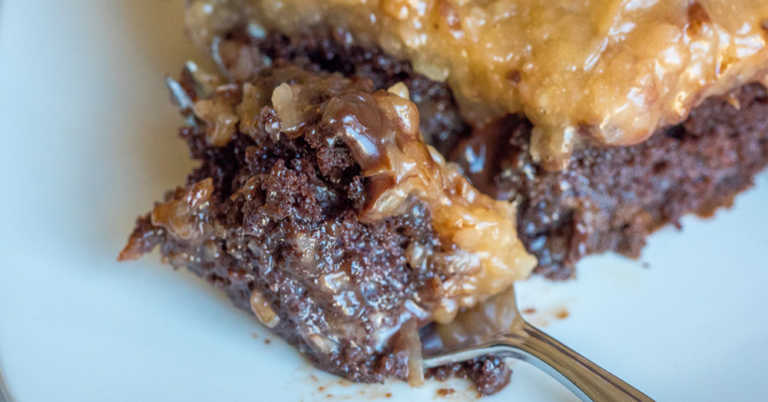 German Chocolate Poke Cake