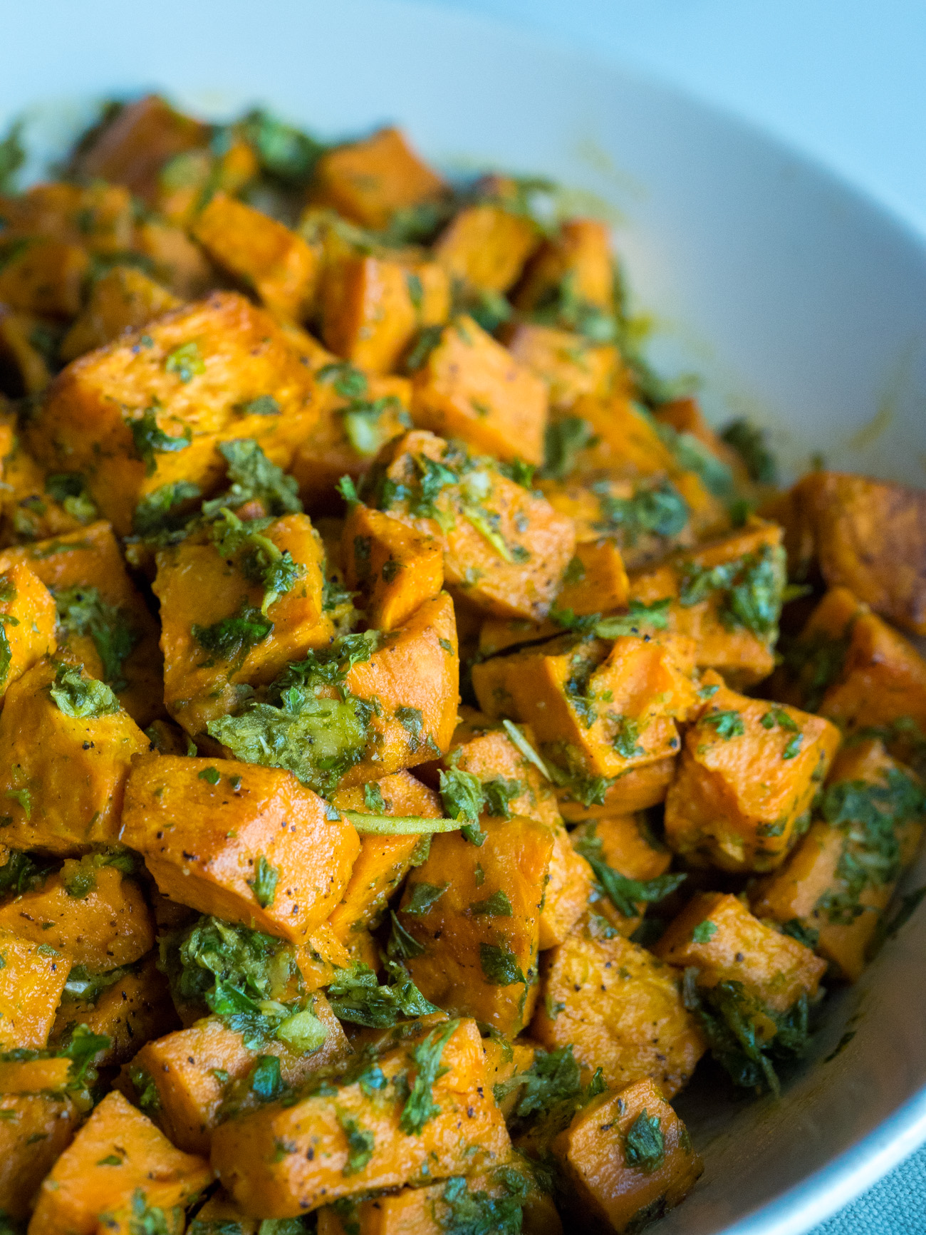 Roasted Sweet Potatoes with Chimichurri Sauce