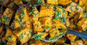 Roasted Sweet Potatoes with Chimichurri Sauce