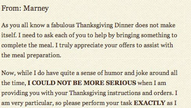 Mom Writes A Thanksgiving Letter To Each Of Her Guests With Very Detailed Requests