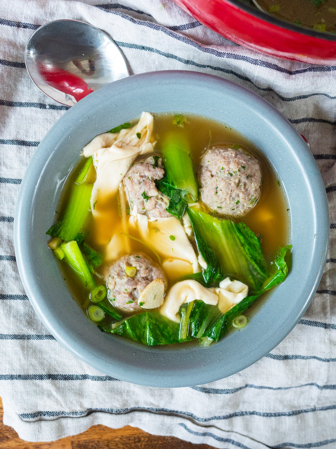 Wonton Soup with Spinach