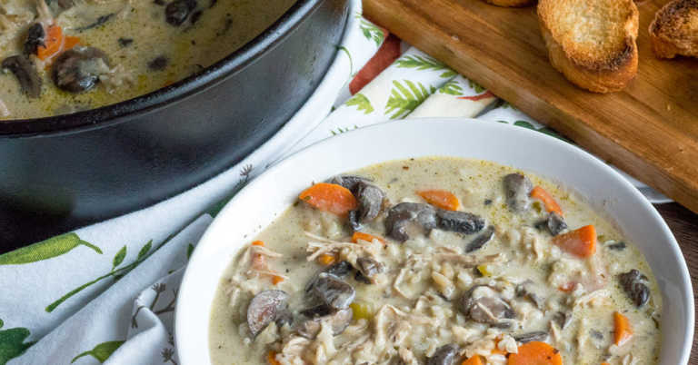 Creamy Mushroom Chicken and Wild Rice Soup