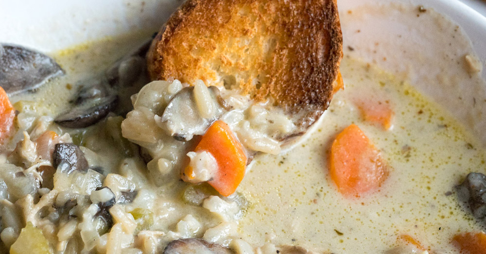 Creamy Mushroom Chicken and Wild Rice Soup-image