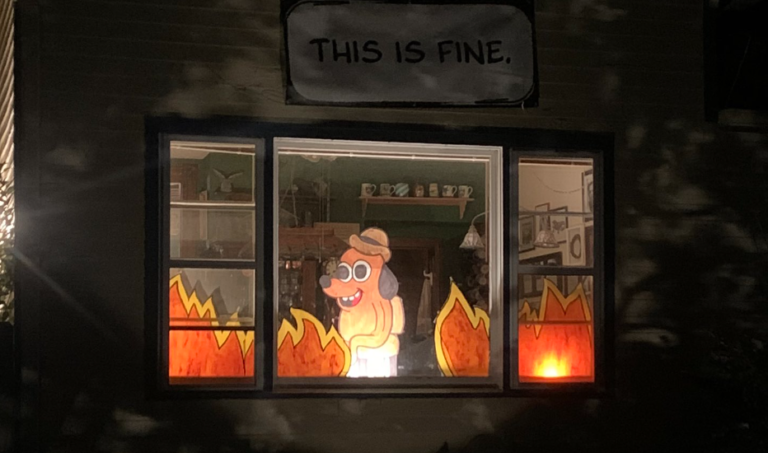 Family Decorates Their House With The ‘This Is Fine’ Meme For Halloween