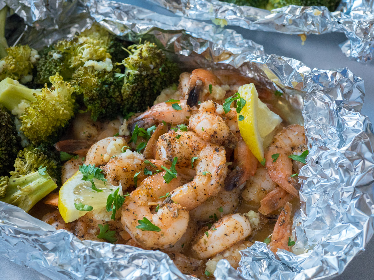 Shrimp and shop broccoli foil packets