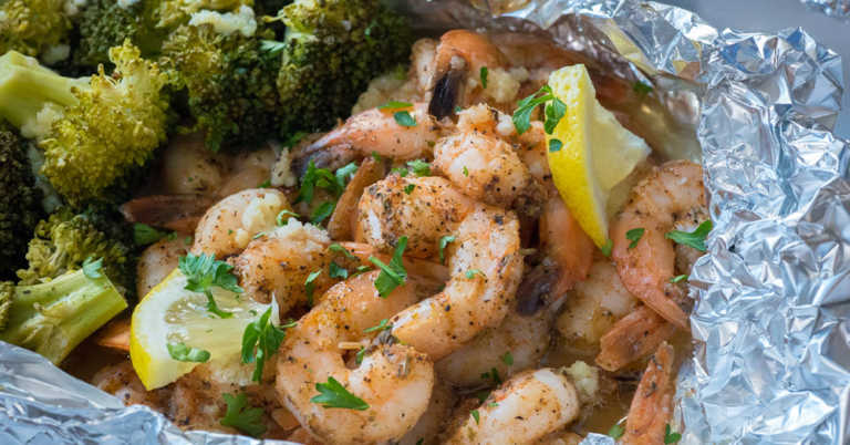 Shrimp and Broccoli Foil Packets