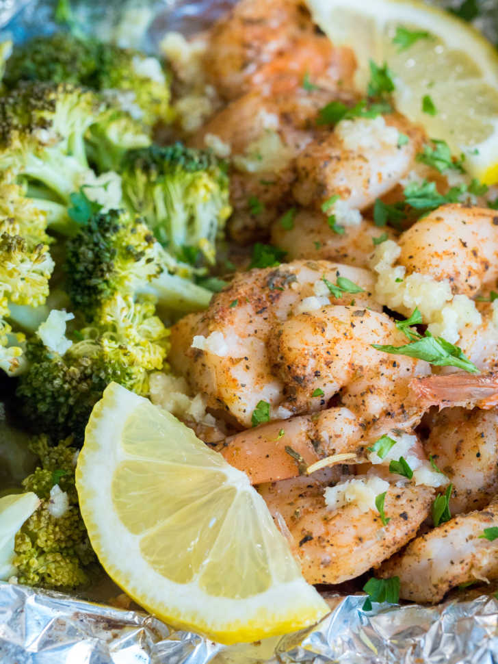 Shrimp and shop broccoli foil packets