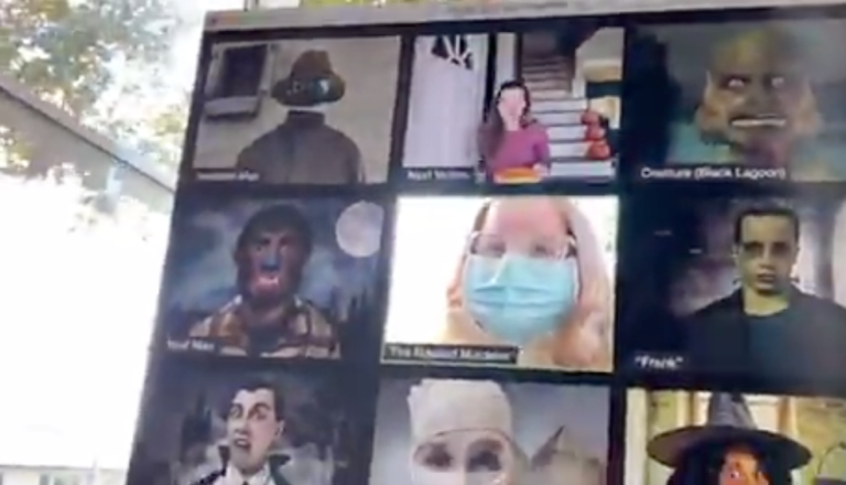 Dad Makes A ‘Zoom Meeting’ Halloween Costume With A Live Screen