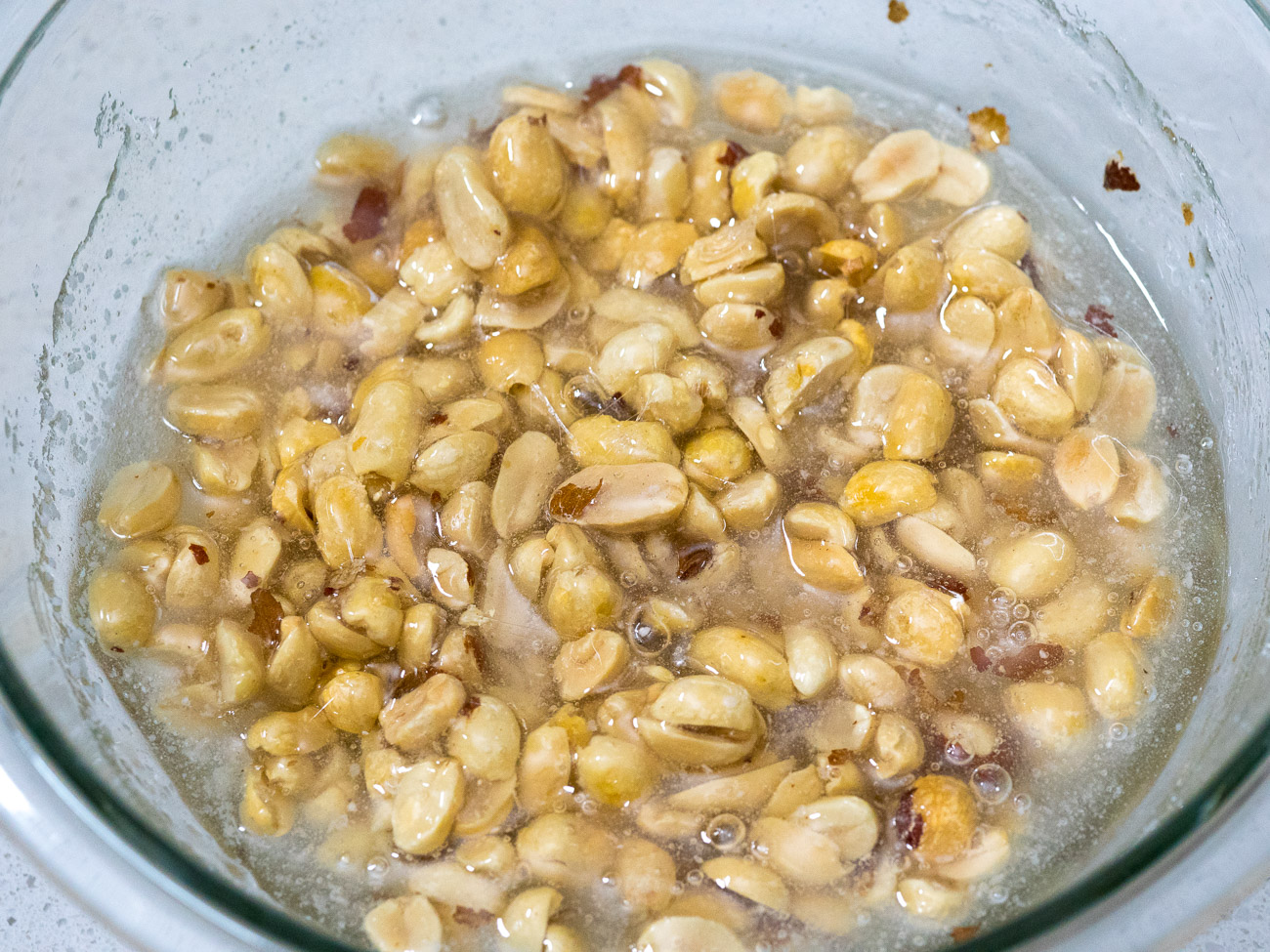 Stir in peanuts and salt, then microwave again on high power for 3 minutes, stirring hallway through cooking time.